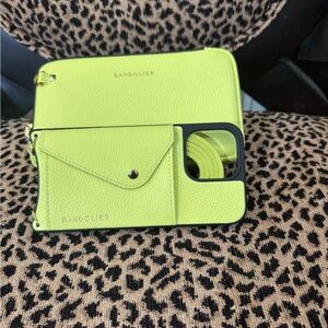 Bandolier Neon Yellow iPhone 14 Pro Max Case & Strap with Zip Pouch